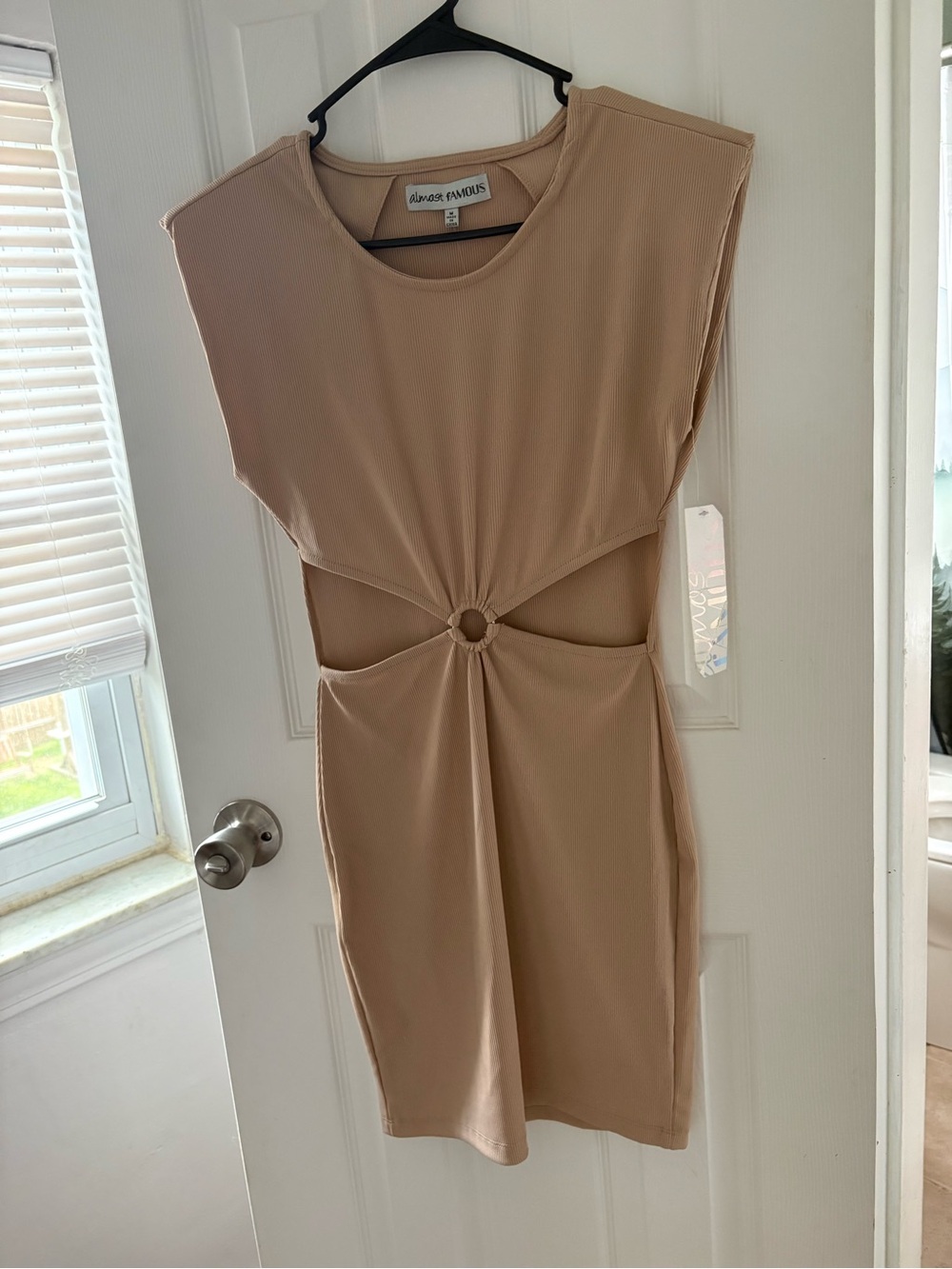Sleeveless Beige Cutout Ring Dress